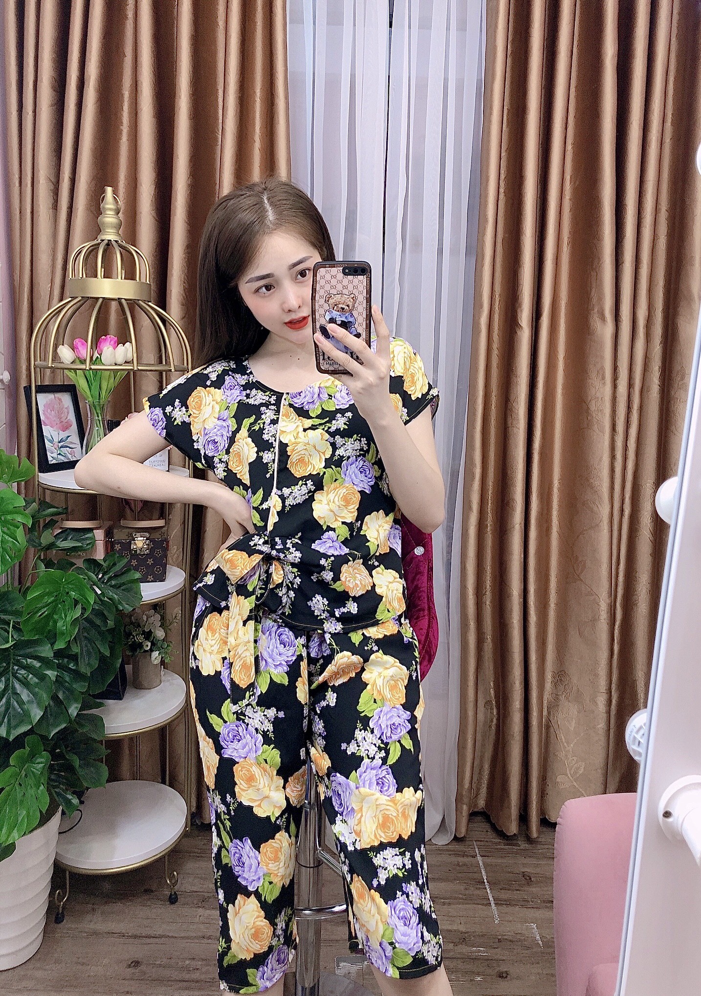 Set bộ lụa lửng mặc nhà