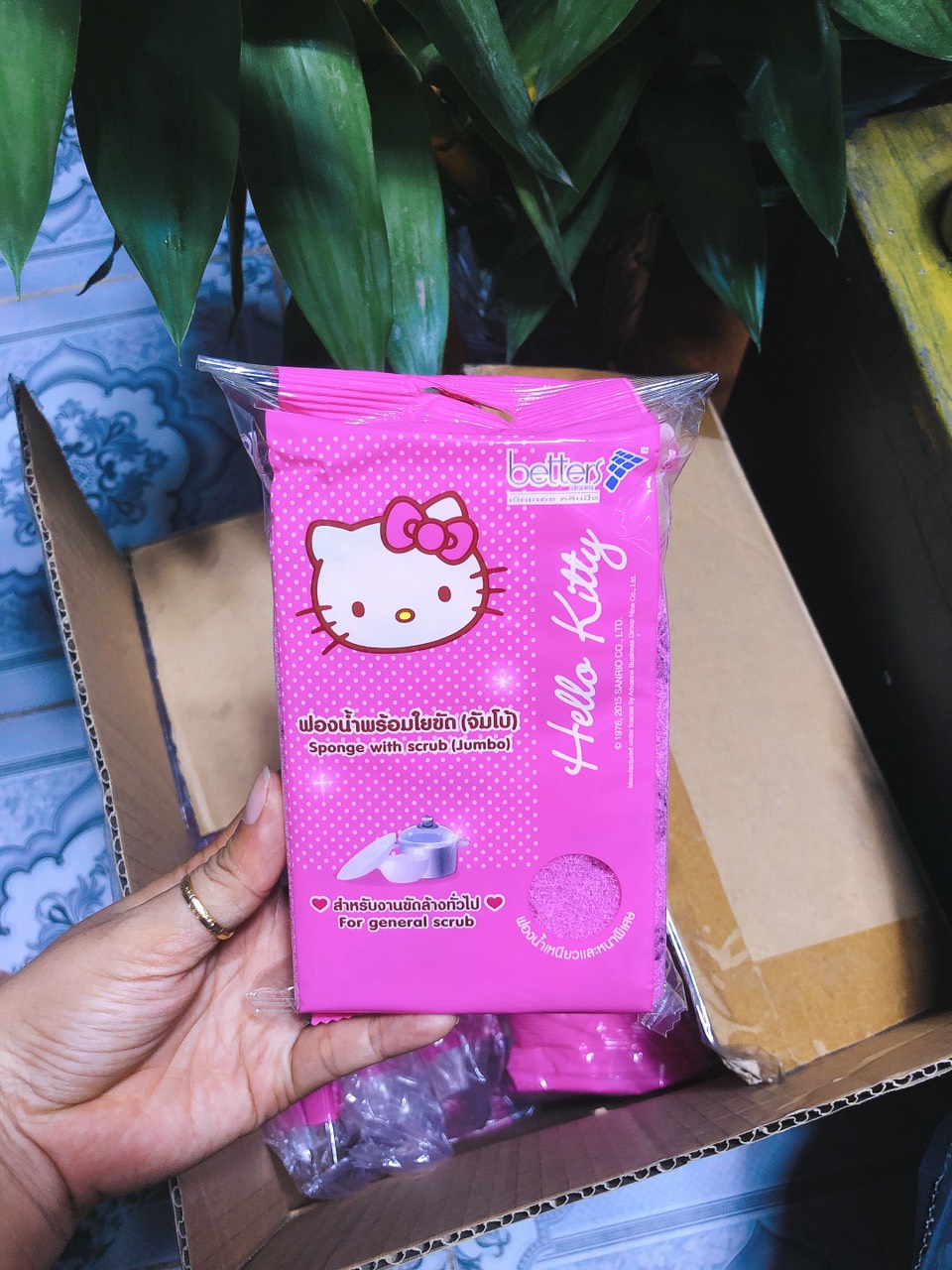 miếng mút xốp rửa chén siêu tạo bọt hello kitty mã 074 ( 1 miếng )