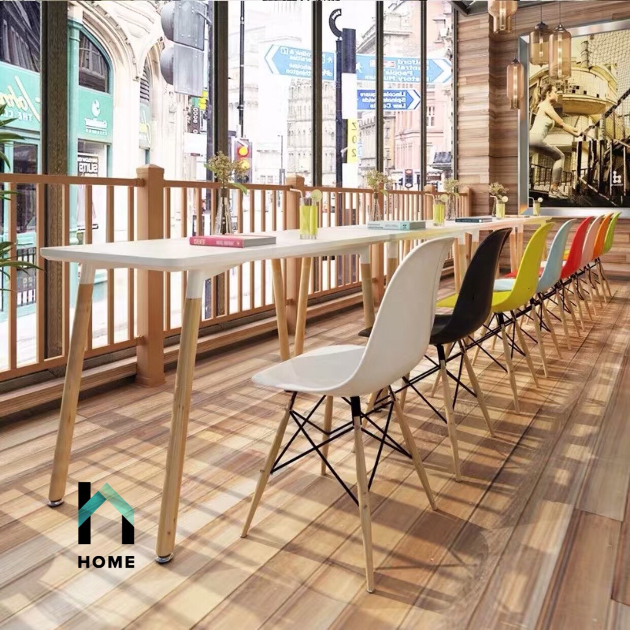 GHẾ EAMES Chân Gỗ Đan Thép (Ghế làm việc, quán cafe, phòng ăn...) Kiểu Hiện Đại Hàn Quốc