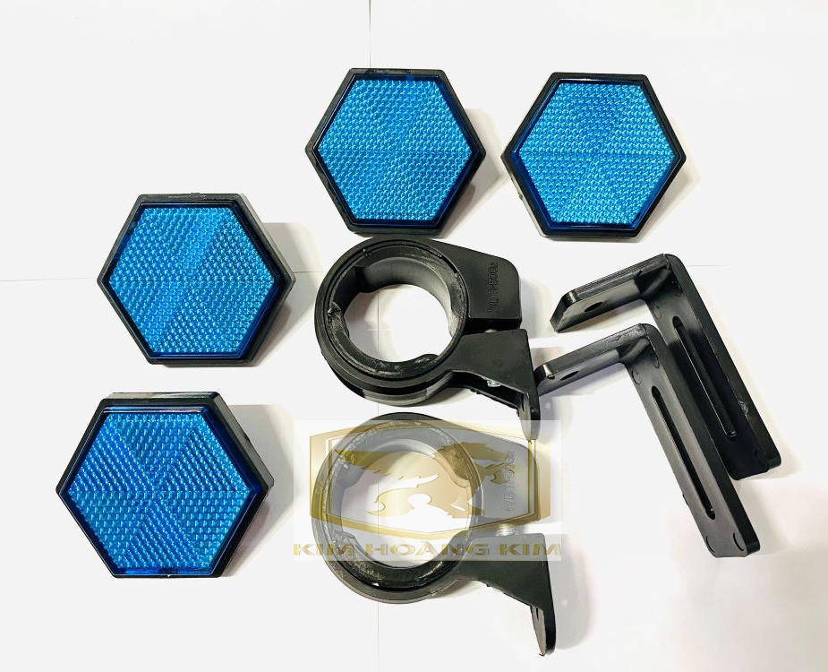 Combo mắt mèo lục giác 6 cạnh trước sau gắn xe máy màu XANH DƯƠNG siêu rẻ