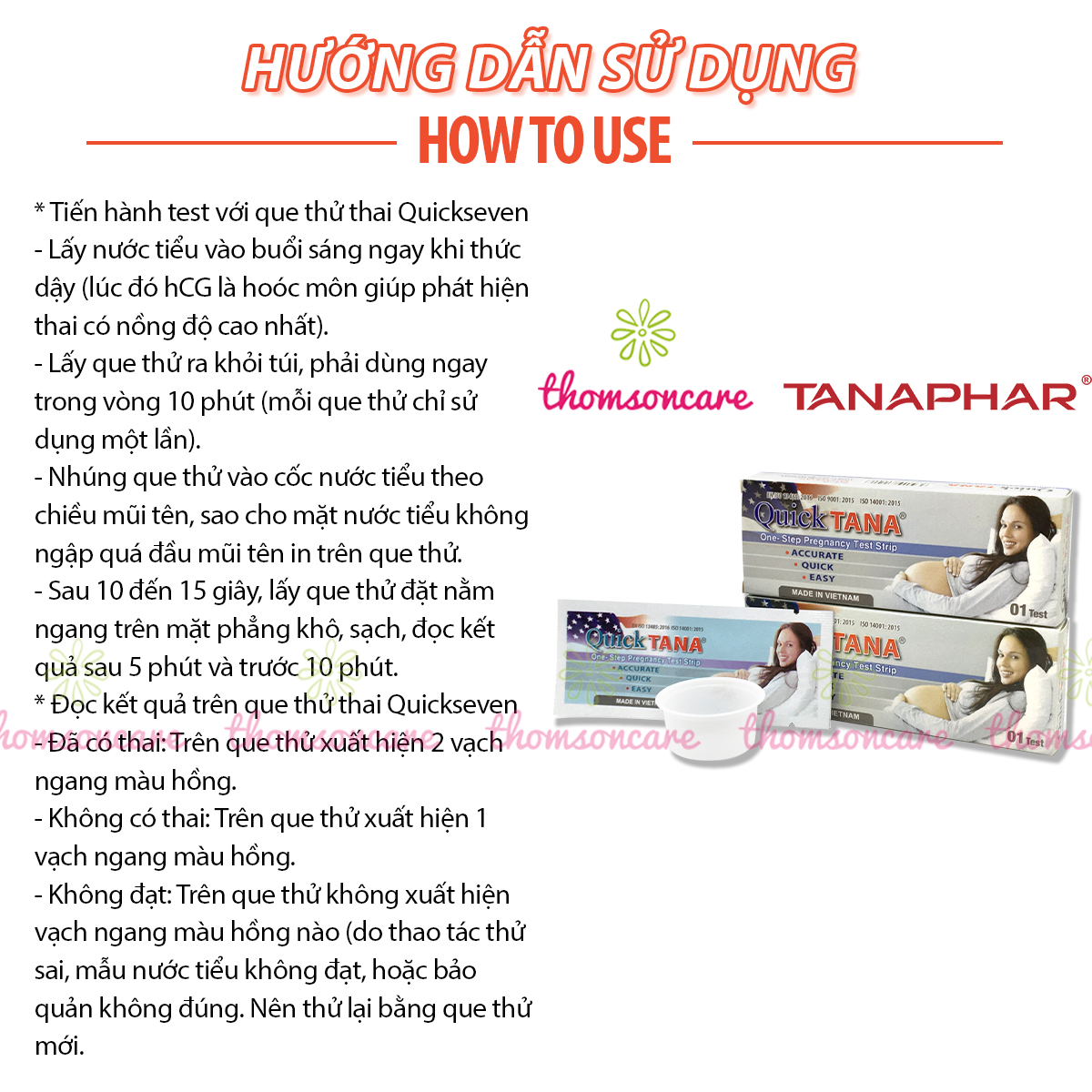 [CHE TÊN] Combo 5 Que thử thai Quicktana - test thai nhanh Quick Tana