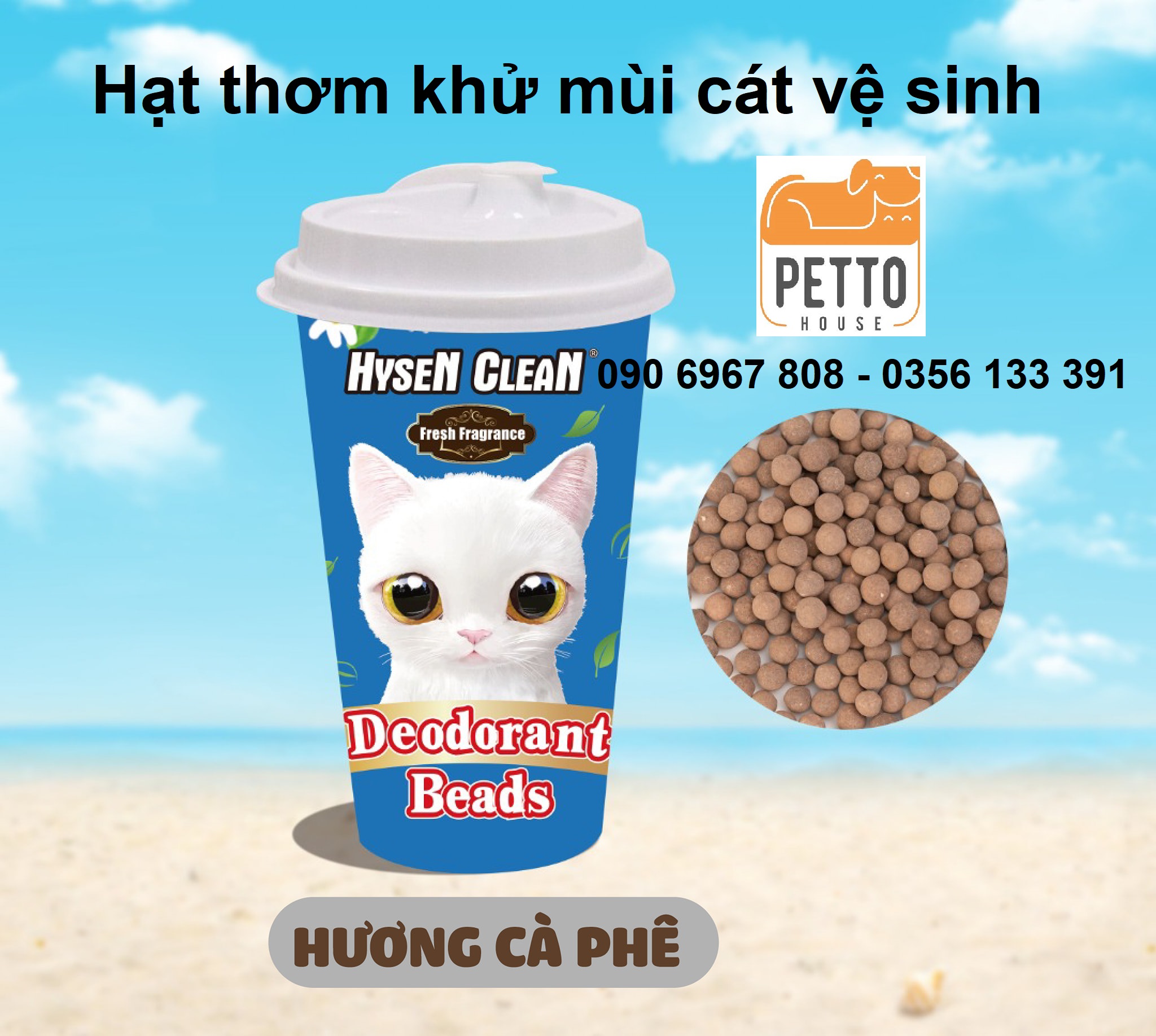 Hysen clean Deodorant Beads Coffee fragrant 450ml hạt thơm khử mùi khử