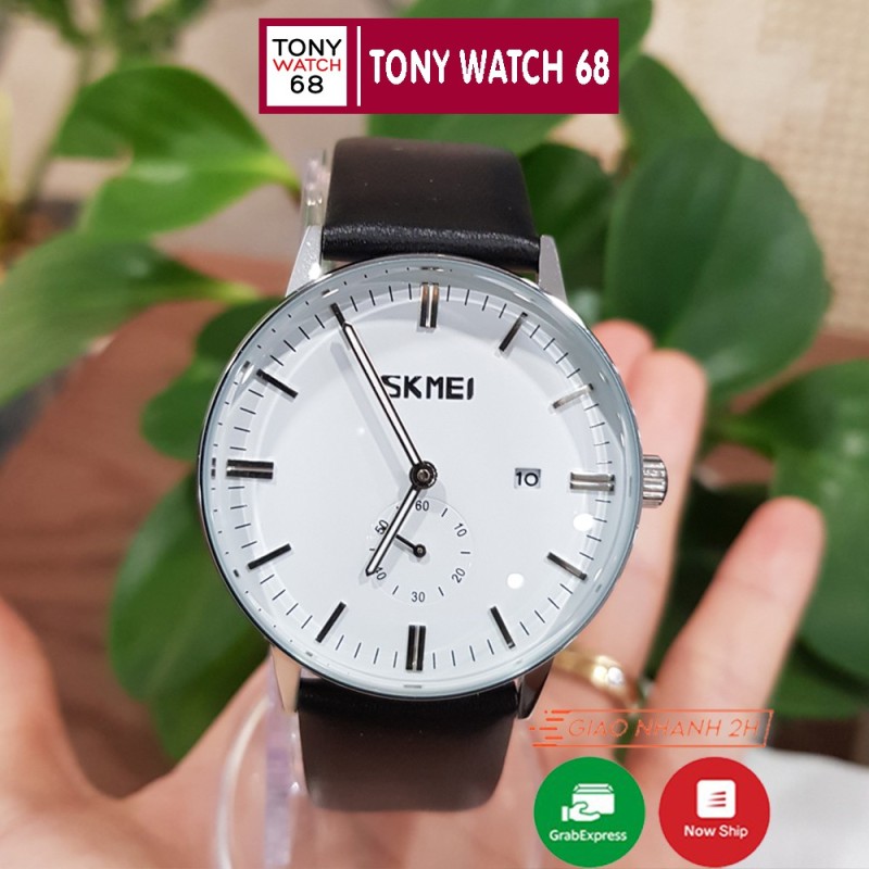 Đồng hồ nam Skmei dây da giá rẻ chống nước chính hãng Tony Watch 68