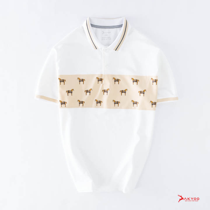 [Freeship Max- Voucher 5%] Áo Polo Trắng Họa&hellip;