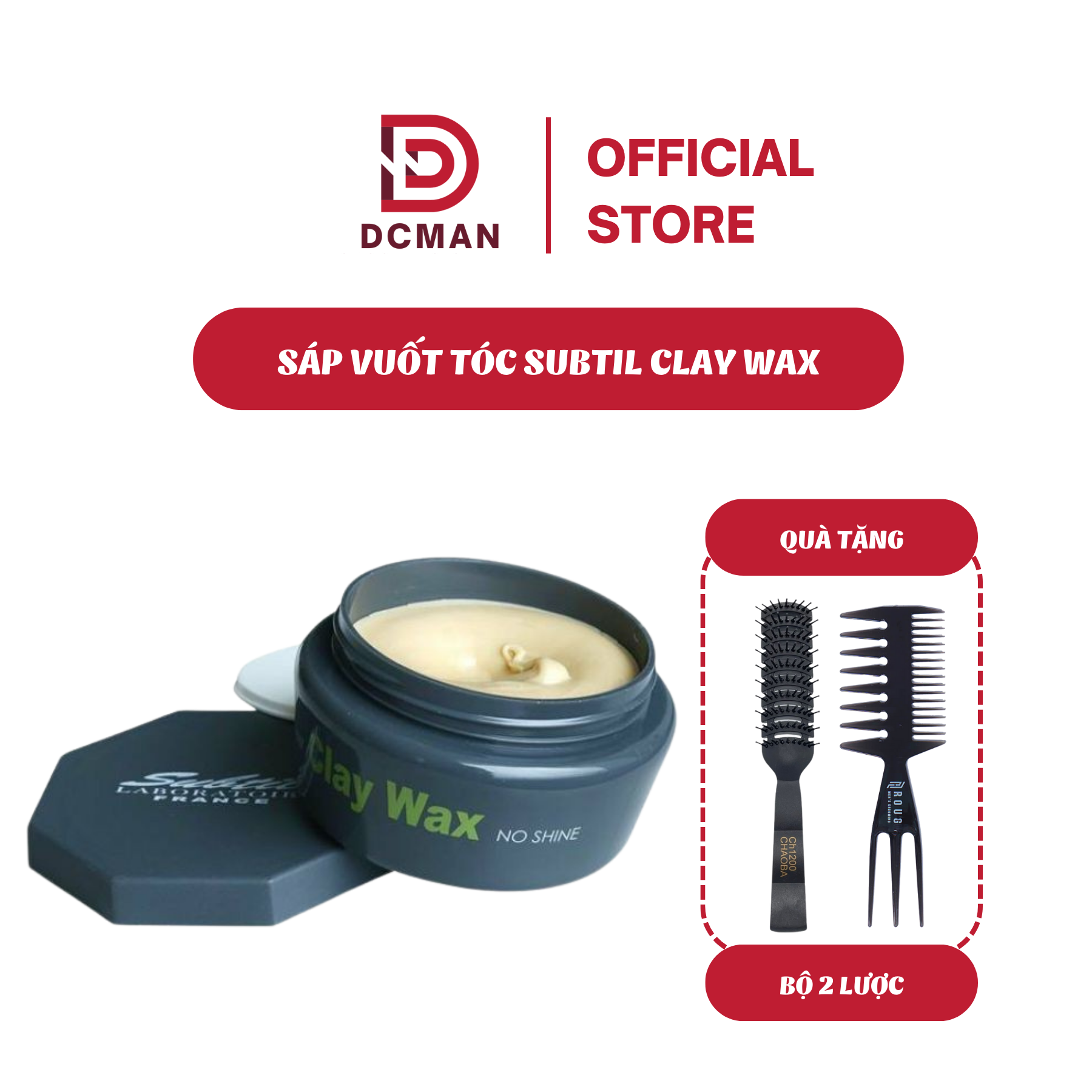 Sáp Vuốt Tóc Nam Subtil Clay Wax 100G Chính Hãng, Dành Cho Tóc Trung Bình, Dày, Dầu