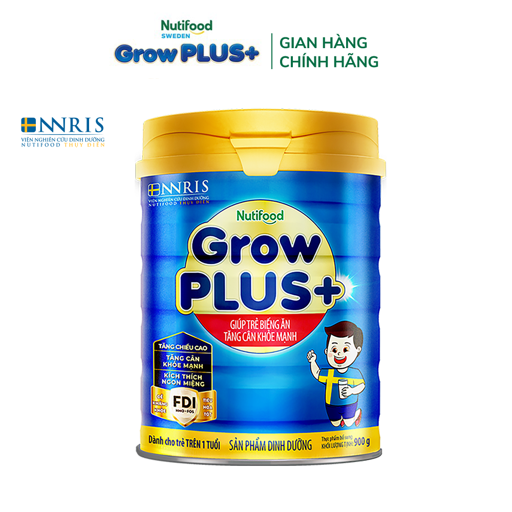 Sữa Bột Nutifood GrowPLUS+ Biếng Ăn (Xanh) - Hỗ Trợ Kích Thích Ngon Miệng, Tăng Cân Khỏe Mạnh (Lon 900g)
