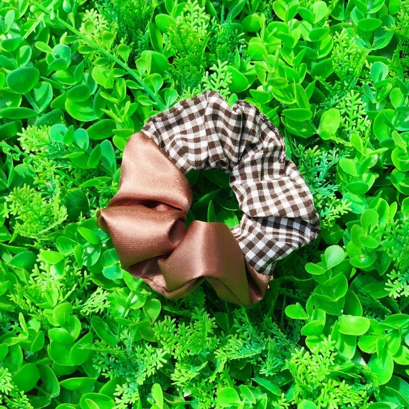 CỘT TÓC SCRUNCHIES mix màu caro, hoa cúc...