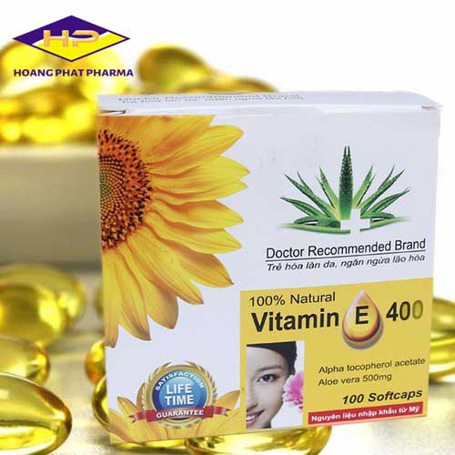 [Date 2026] Vitamin E 400 thiên nhiên và tinh chất nha đam - Sáng da - Chống lão hóa da - Đẹp da -  Hộp 100 viên - VNP