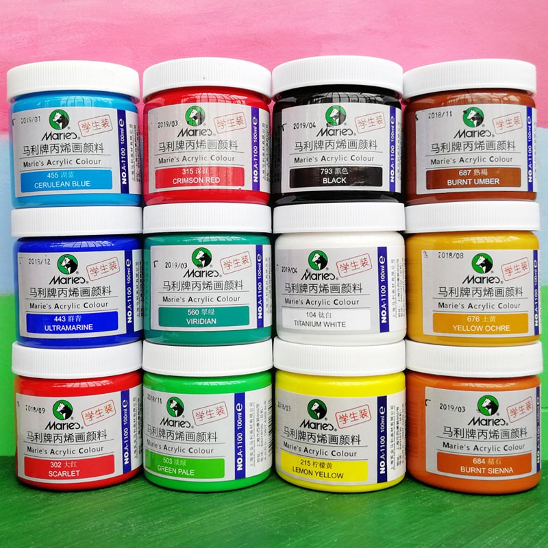 Màu Vẽ Acrylic Maries 100ml - Full Bảng Màu