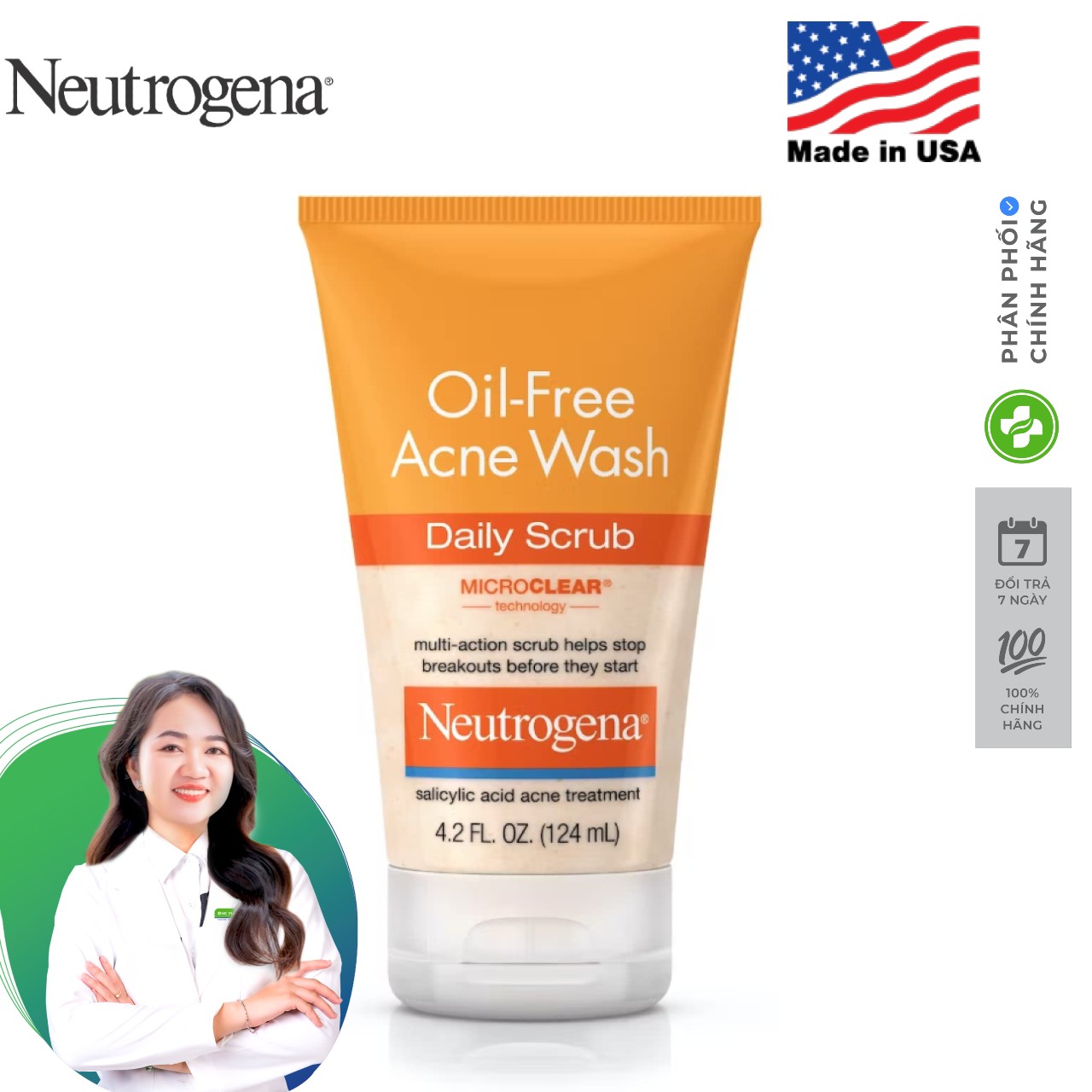 Sữa rửa mặt cho da mụn có hạt Neutrogena Dail Scrub 124ml