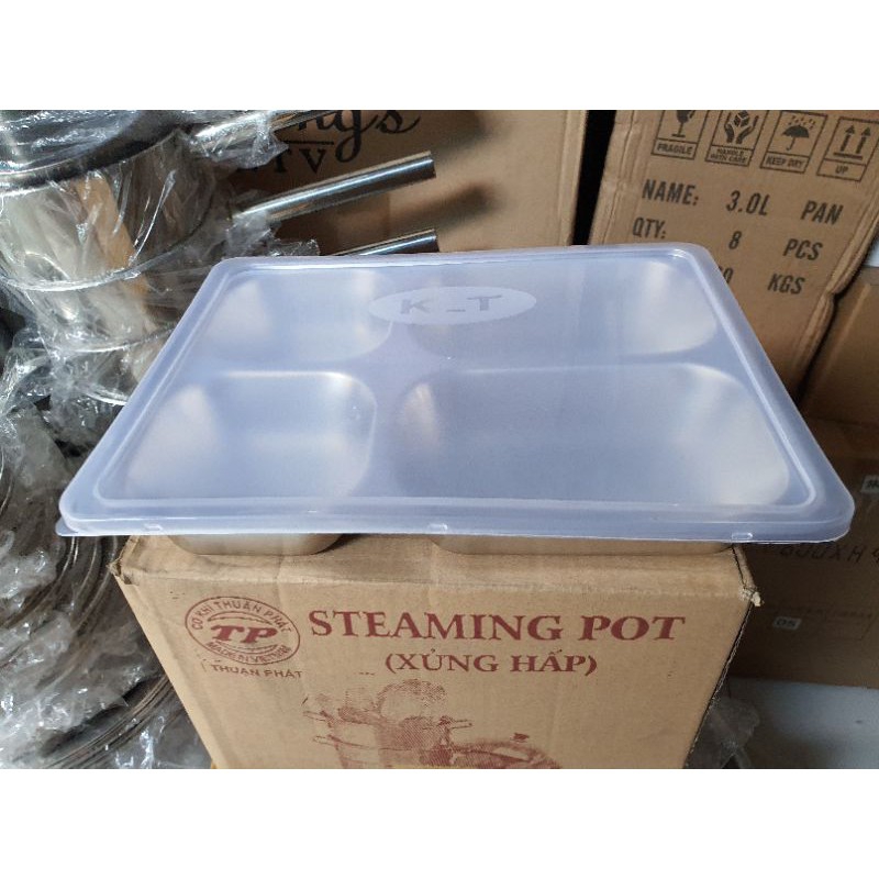 Khay cơm inox 4 ngăn sâu lòng cao cấp