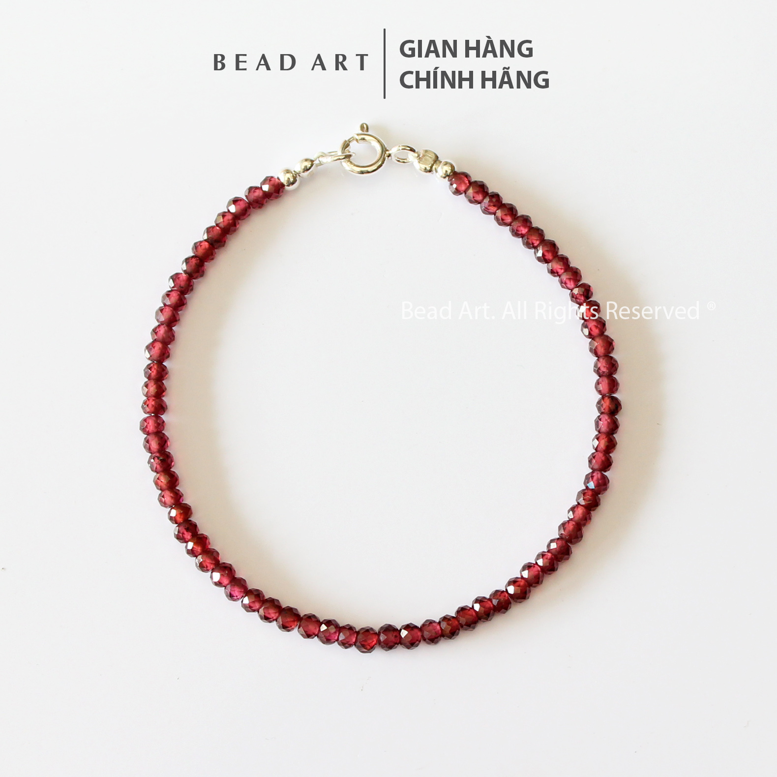 Vòng tay 3mm đá garnet, ngọc hồng lựu tự nhiên màu đỏ đậm giác cắt, hoả, thổ, lắc, vòng tay phong thuỷ, chuỗi hạt - bead art