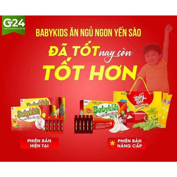 BabyKid plus ăn ngủ ngon yến sào giúp bé ăn ngon miêng, ngủ ngon giấc, tăng cân, tăng chiều cao, tăng đề kháng
