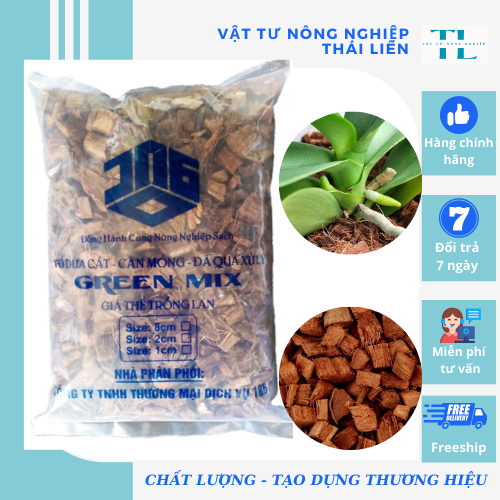 Dừa cắt, Xơ dừa cục đã qua xử lý, giá thể trồng kiểng lá, phong lan