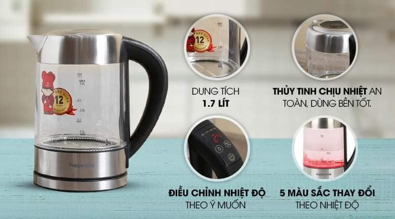 Bình siêu tốc Happycook 1.7 lít HEK-170GD