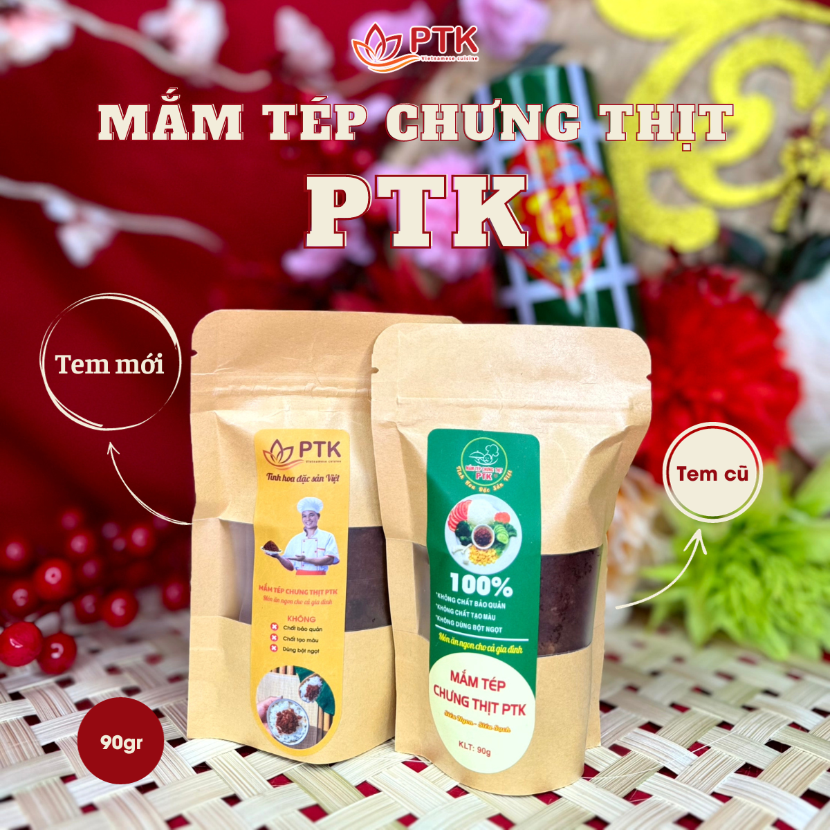 Thịt Chưng Mắm Tép PTK (Mắm Tép Chưng Thịt PTK) túi 90gr