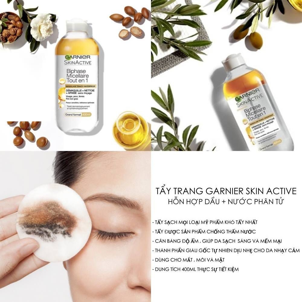Tẩy Trang Dầu Pha Nước Garnier Biphase Micellaire 400ml