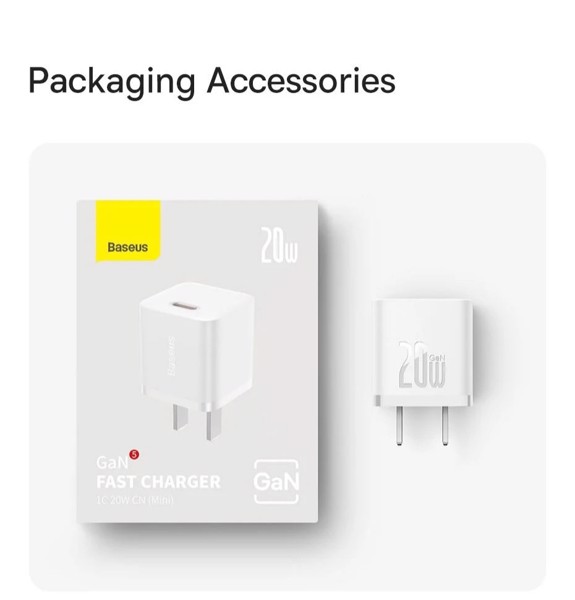 Củ sạc nhanh Baseus GaN5S 1C 20W US - Màu đen