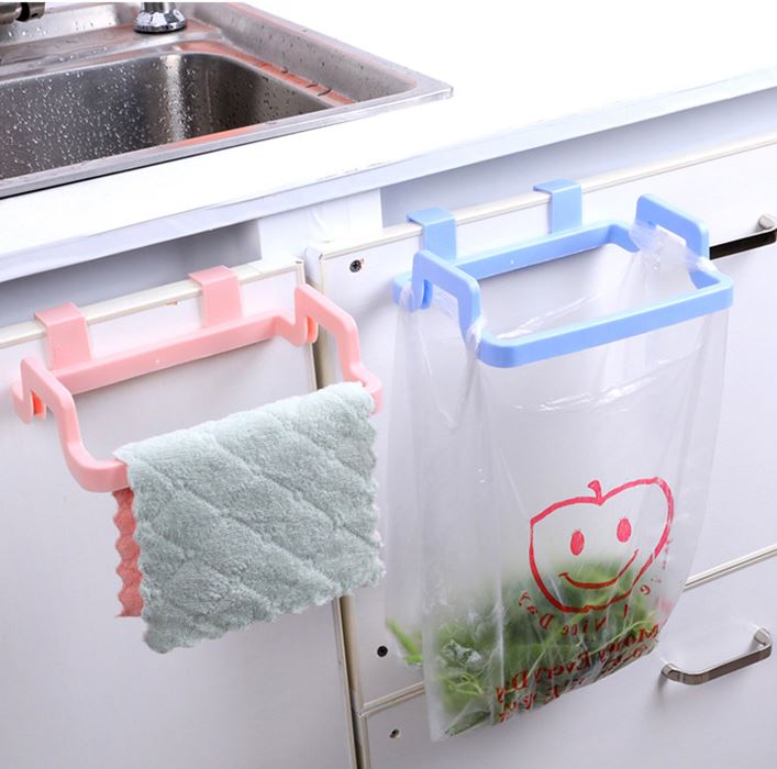 Khung treo túi đựng rác, treo khăn bếp gắn cửa tủ tiện lợi