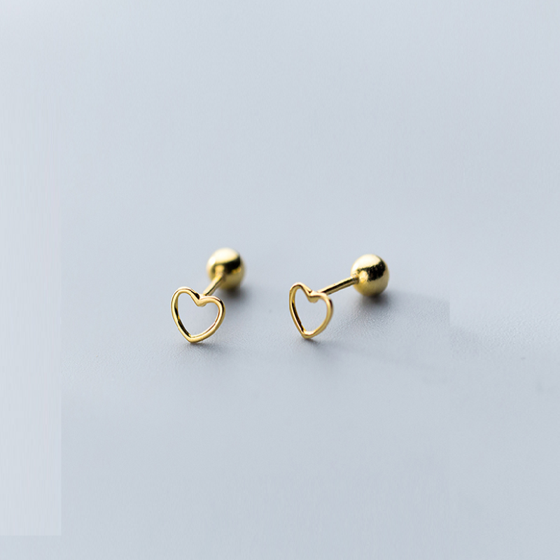 Bông Tai Bạc Nụ S925 Hình Trái Tim - B2625