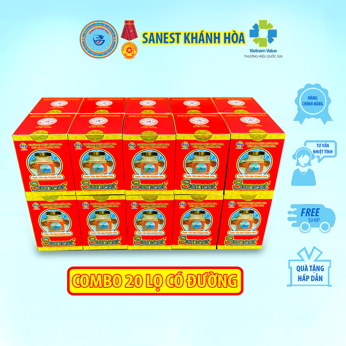 COMBO 20 LỌ Nước Yến sào Khánh Hòa Sanest