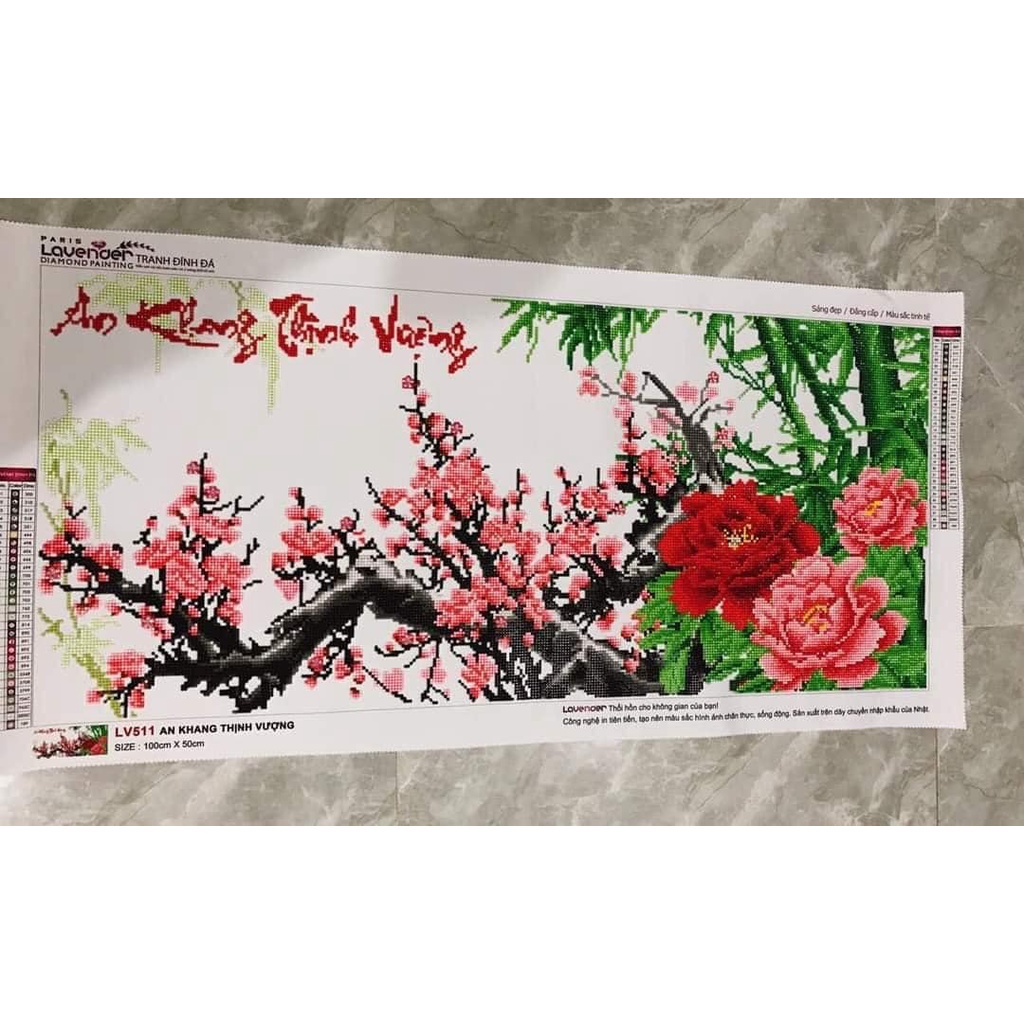 Tranh đính đá 5d mai khai phú quý . kích thước: 1m x 50cm