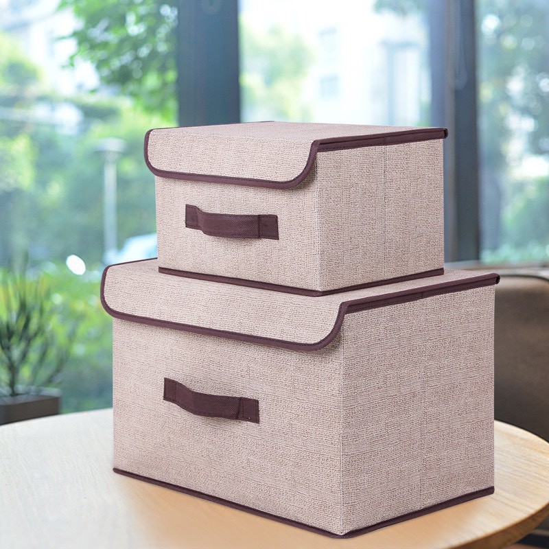Set 2 hộp vải đựng đồ đa năng DAMIHOME bộ 2 hộp vải cất đồ lót, đồ chơi, giải phóng không gian tủ quần áo