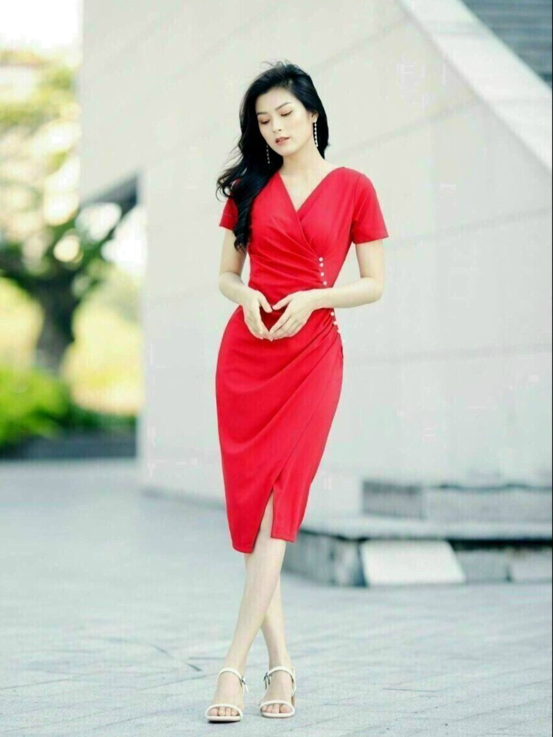 Đầm ôm body cổ tim đính cườm cao cấp chất liệu umi dự tiệc dạo phố T782