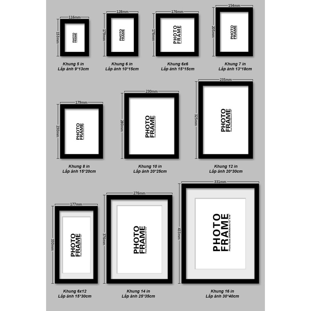 [RẺ VÔ ĐỊCH] Khung ảnh treo tường 7in - (13x18cm)