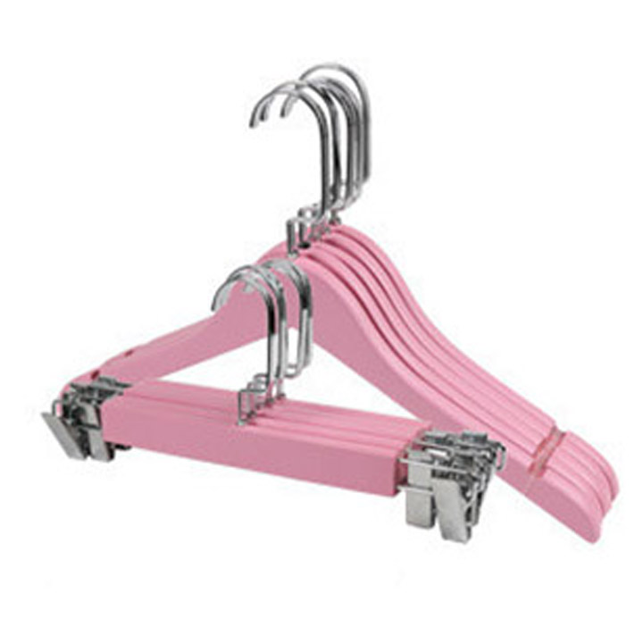 Móc Kẹp Quần Áo Gỗ Hồng 32cm ( Bộ 10 móc )