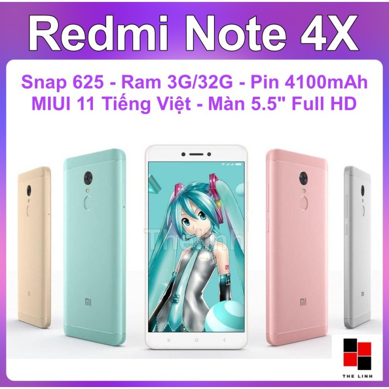 Điện thoại Xiaomi Redmi Note 4X 32G - MIUI 11 tiếng Việt