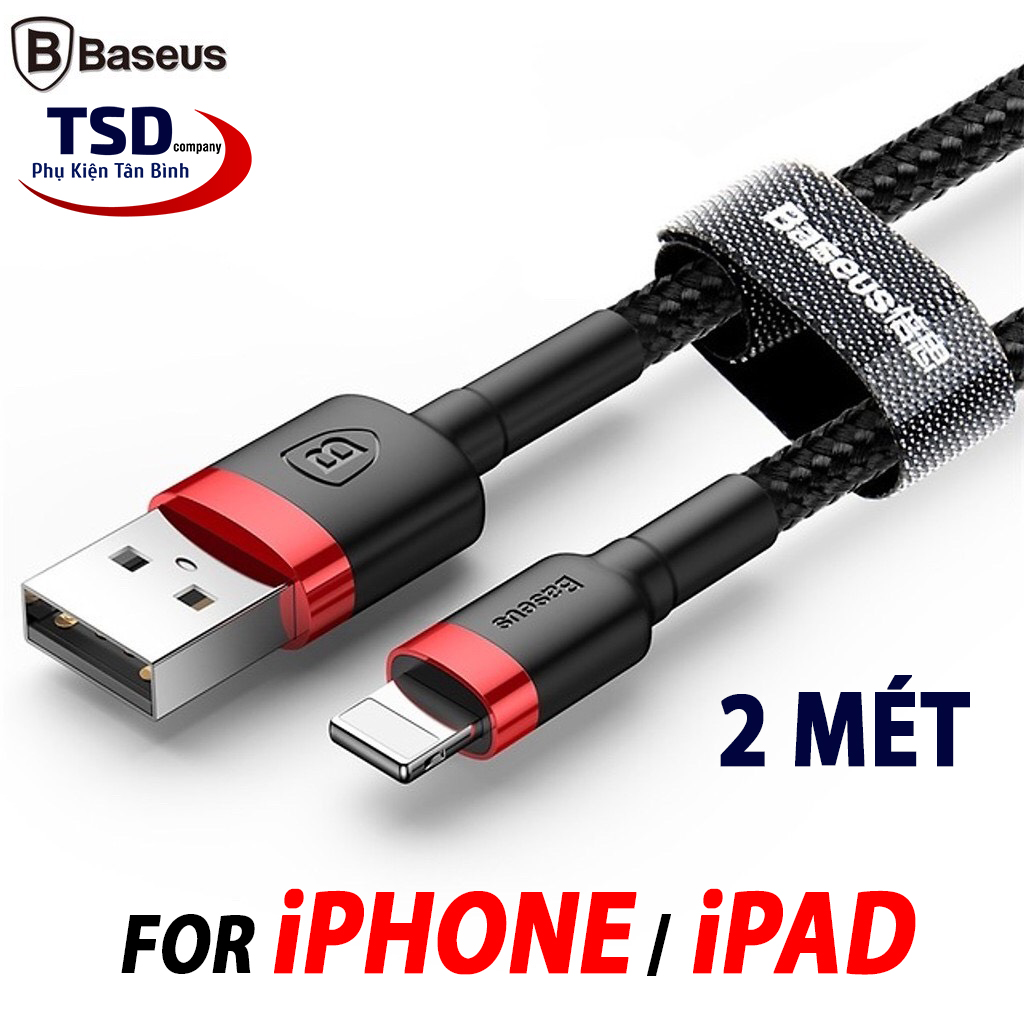 Cáp Sạc Nhanh Baseus Cafule Cổng Lightning Dài 2 Mét Cho iPhone iPad Chính Hãng