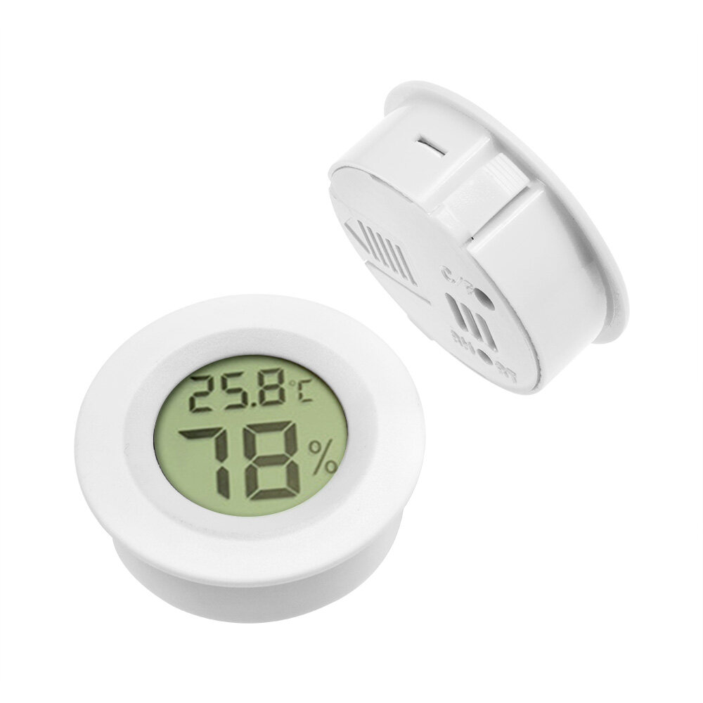 diymore slope Mini Circular Hygrometer Reptile Pet Electronic Digital Display Insulation Embedded Digital Thermometer and Hygrometer Embedded Circular Thermometer and Hygrometer with Switch