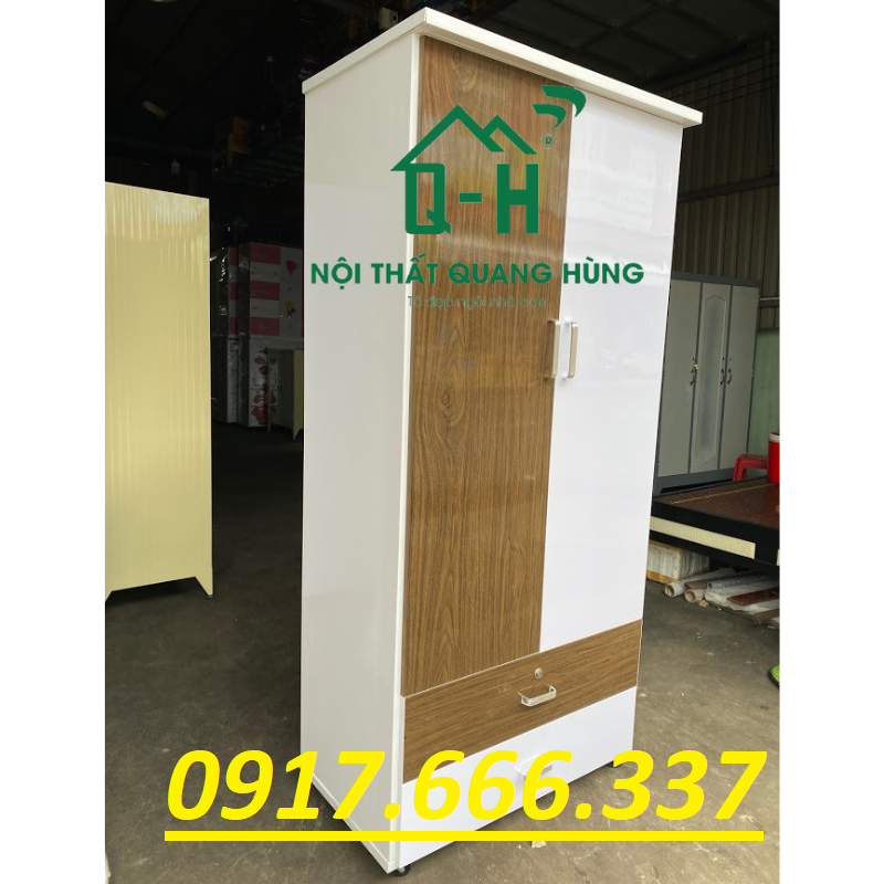 Tủ quần áo nhựa đài loan 2 cánh 2 ngăn màu trắng đen