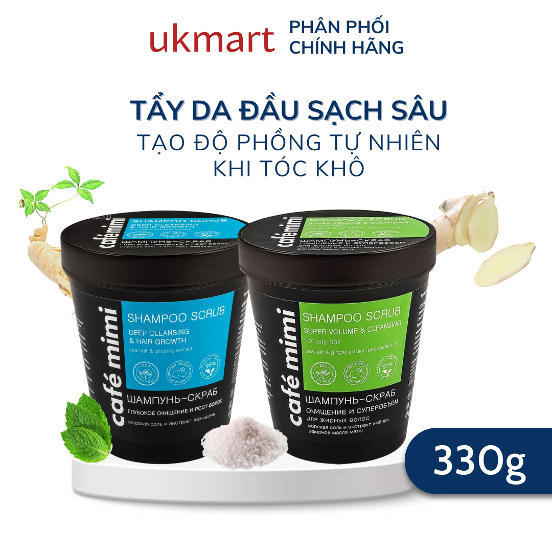 Tẩy Da Chết Da Đầu Cafe Mimi Shampoo Scrub 330g dầu gội chứa hạt tẩy tế