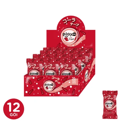 Hộp 12 gói kẹo dẻo cuộn vị Cola Playmore 21g/gói, nhập khẩu chính hãng Thái Lan