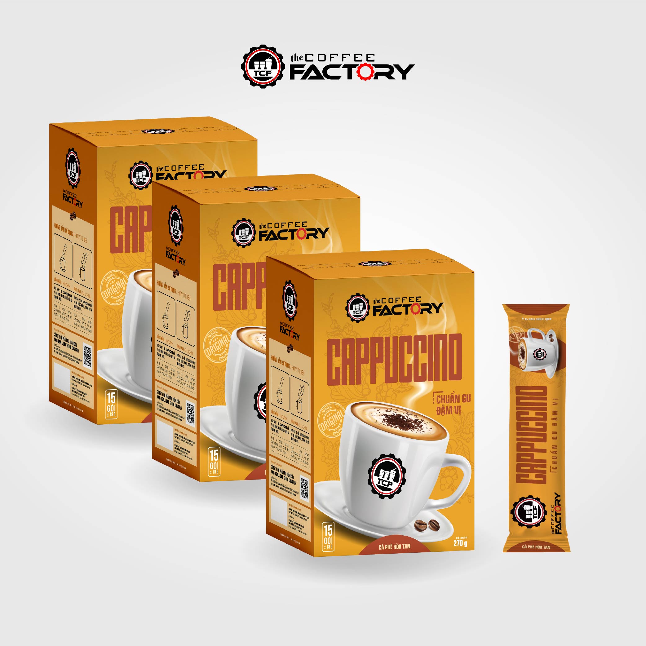 Combo 3 hộp Cappuccino hòa tan The Coffee Factory (Hộp 15 gói x 16g)