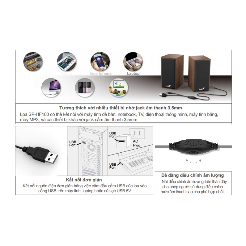 Loa HF180 2.0 Genius | Bảo hành 12 tháng đổi mới