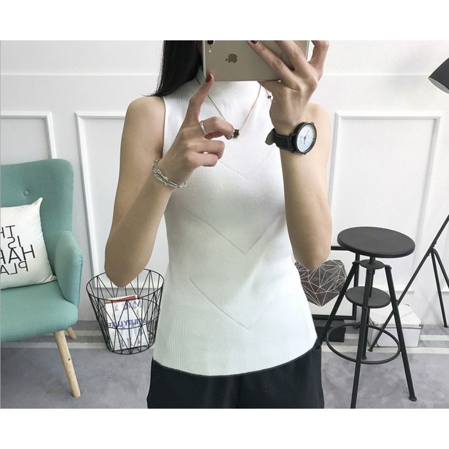 Áo thun len sát nách cổ cao mềm mịn không sù