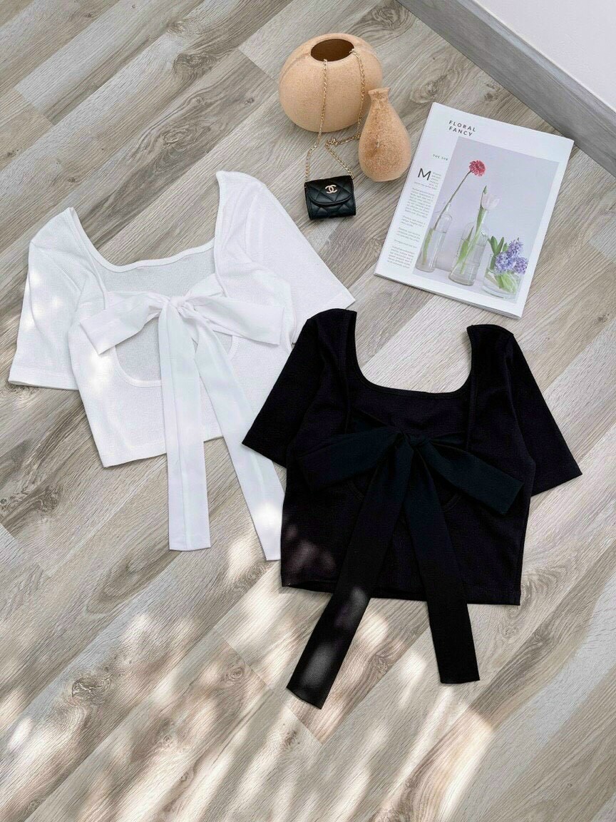 [HCM]Áo croptop cột dây nơ sau lưng