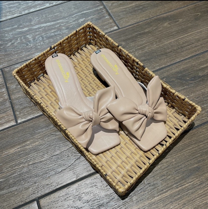 Dép gót nữ 3 phân nơ đáng yêu