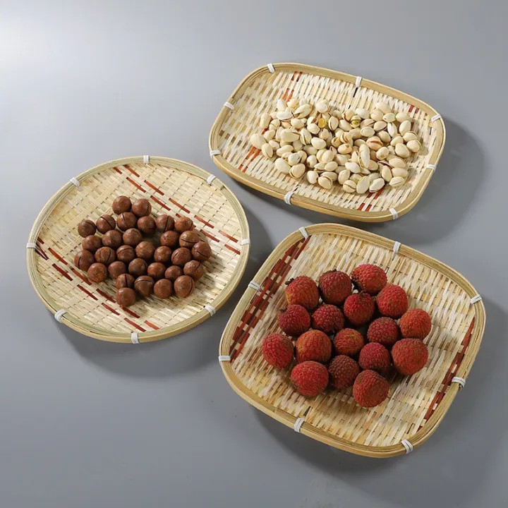 mẹt tre| đĩa tre trang trí đồ ăn, chụp hình