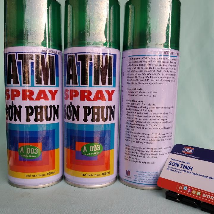 SƠN XỊT XE MÁY ATM MÀU xanh lá Candy A003 1 chai