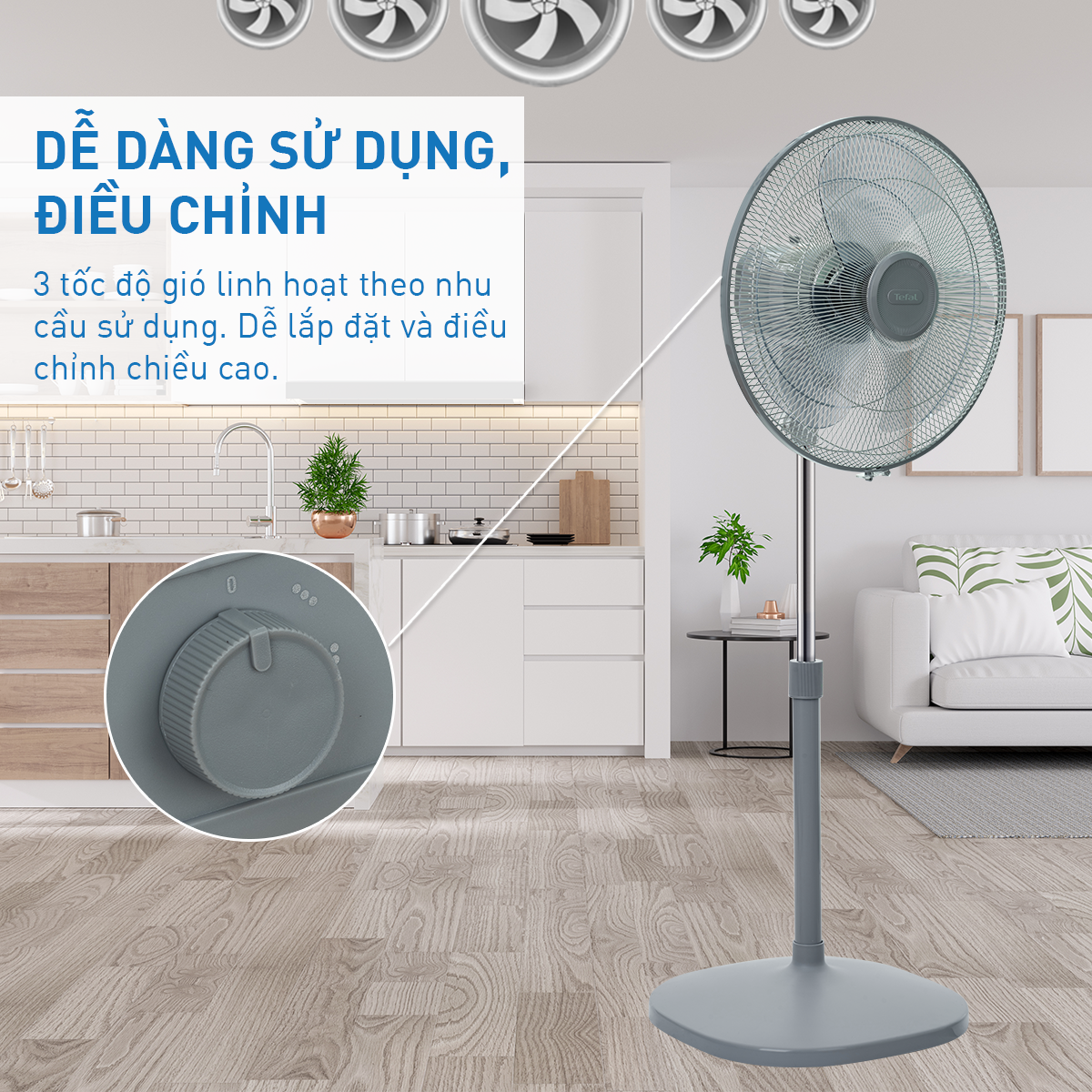 Quạt đứng Tefal VH441790 màu xám