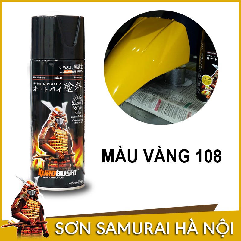 Sơn samurai màu vàng - Chai sơn màu vàng Crom 108 sơn xịt samurai