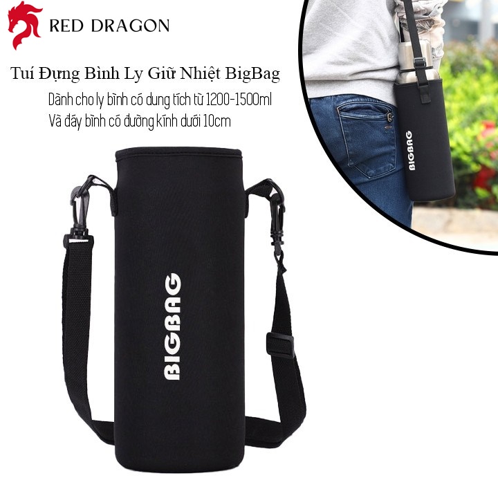 Reddragon Túi Đựng Ly Bình Giữ Nhiệt BigBag Cho Dung Tích Từ 1200-1500ml Đường Kính Dưới 9cm Có Thể Co Giãn Chất Liệu Vải Poly Dày