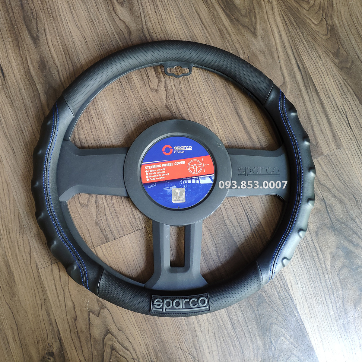 Bọc Vô Lăng Sparco Italia Cao Cấp Model 102BL cho các dòng ô tô xe hơi phổ thông size 37-38-39cm (màu xanh)