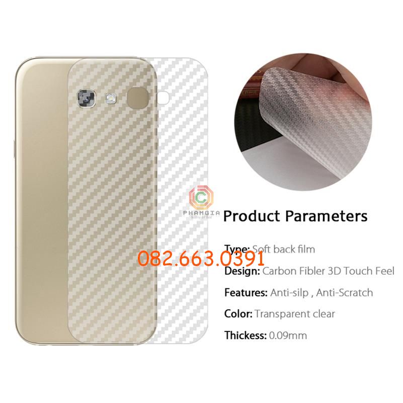 Miếng dán mặt lưng skin carbon Samsung Galaxy J6 2018/ J6 Plus/ J6 Prime