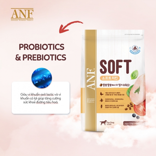 [HỎA TỐC] ANF SOFT VỊ GÀ - Thức ăn hạt mềm CAO CẤP cho chó mọi lứa tuổi 1.2KG