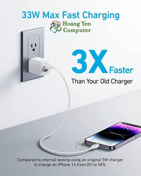 Cốc Sạc Nhanh Mini Anker 323 A2331 (QC3.0 18W, PD 20W, PD 33W) - BH 12 tháng